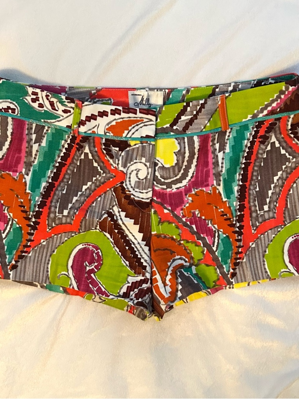 SOLD. MILLY of New York Retro Micro Shorts Womens 8 Hot Pants Vibrant Colorful